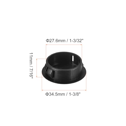 Image of uxcell 1-3 /32 inch Plastic Hole Plugs, 26Pcs Flush Type Panel Round Snap in Fastener Knockout Locking Plugs for Furniture Insert End Caps Panels, Black