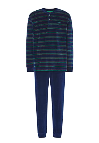 El Búho Nocturno - Prodigy Pijama Hombre Largo Terciopelo Rayas Azul, Verde y Naranja 80% algodón 20% poliéster Talla 4 (L) Cover