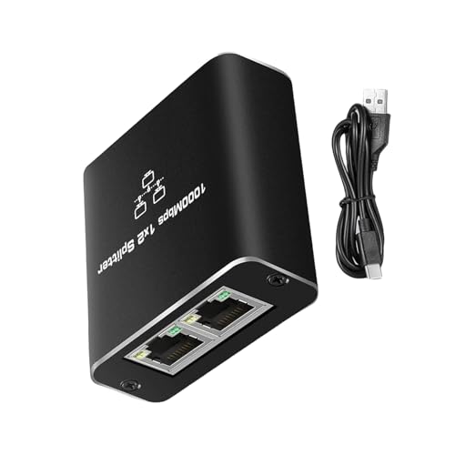RJ45ギガビットイーサネットスプリッター 1~2 1000Mbps ネットワークアダプター Cat5/5e/6/7/8ケーブル用 USB電源ケーブル付き