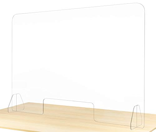 Sneeze Guard for Desk Plexiglass Barrier for Counter Acrylic Desk Divider 92% Transparency Anti Fade Plastic Protective Shields for Office Furniture Partitions Cashier Reception Restaurant 48" X 32"