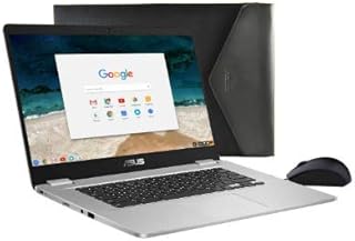2019 ASUS Chromebook C423NA 14 FHD 1080P Display with Intel Dual Core Celeron Processor, 4GB RAM, 32GB eMMC Storage, Bonus Mouse and Sleeve Included,Silver Color (Sliver)