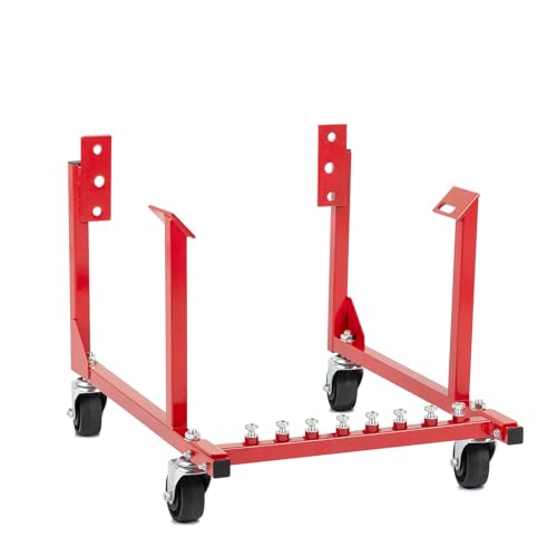 1000lbs Auto Engine Cradle Stand with Dolly Wheels Compatible with Chevrolet Chevy V8 Small Block and Big Block (Red)