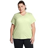 Under Armour Womens Tech Twist Short Sleeve V Neck, (383) Retro Green / / White, Large