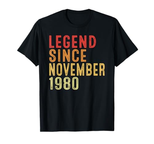 Legend Since November 1980 Vintage 1980 Birth Of Birthday Camiseta