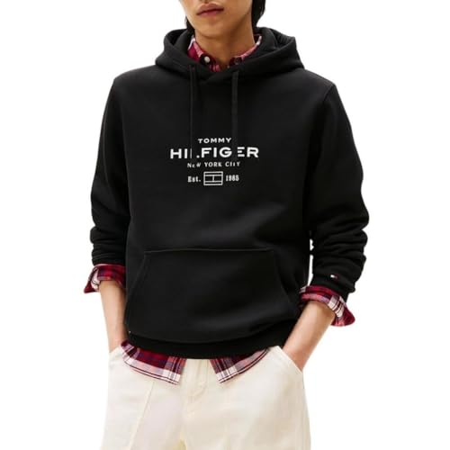 Tommy Hilfiger Sweat à Capuche Homme Oval Graphic avec Logo, Noir (Black), S