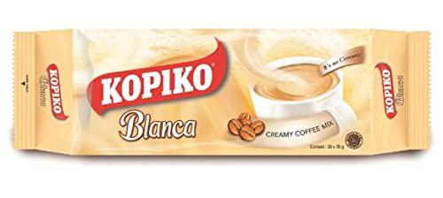 Kopiko Creamy Blanca Long Pack 3 in 1 Instant Coffee Mix 30 Bags, 30g