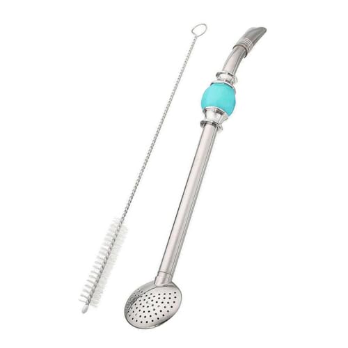 DECOMELODY 2個 製ブルー ステンレス製マテ茶ボンビージャストロー 取り外し可