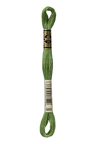 Image of DMC 117-988 6 Strand Embroidery Cotton Floss, Medium Forest Green, 8.7-Yard