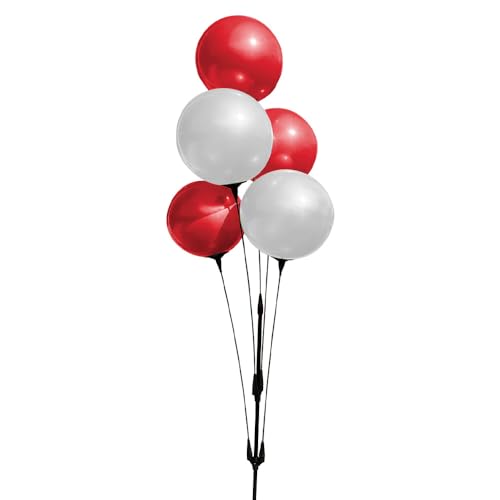 Image of Reusable Outdoor Balloon Clusters - Helium Free, All-Weather, Durable, Plastic Balloons for Advertising, Real Estate, Grand Openings & Events (Red and White)