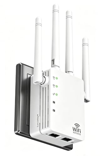 Image of High Speed WiFi Extender, Dual Band WiFi Booster with Wide Coverage | Dual-Band WiFi extender signal booster up to 12880 Sq.ft and 105 Devices, 4 Antennas, 2 Ethernet Ports, Simple Setup