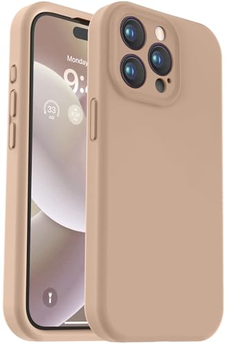 Vooii Compatible with iPhone 15 Pro Case, Upgrade Liquid Silicone, [Enhanced Camera Protection] [Soft Anti-Scratch Microfiber Lining] Shockproof Phone Case iPhone 15 Pro 6.1 inch - Light Brown
