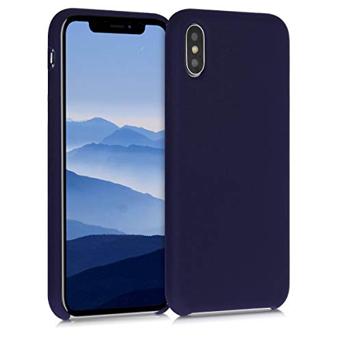 kwmobile Hülle kompatibel mit Apple iPhone X Hülle - Silikon Handy Case - Handyhülle weiche Oberfläche - kabelloses Laden - Deep Ocean