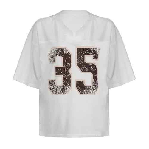 Y2k Oversized Jersey Shirts for Women Grunge Graphic Tees Streetwear Baggy Short Sleeve Coquette Tops