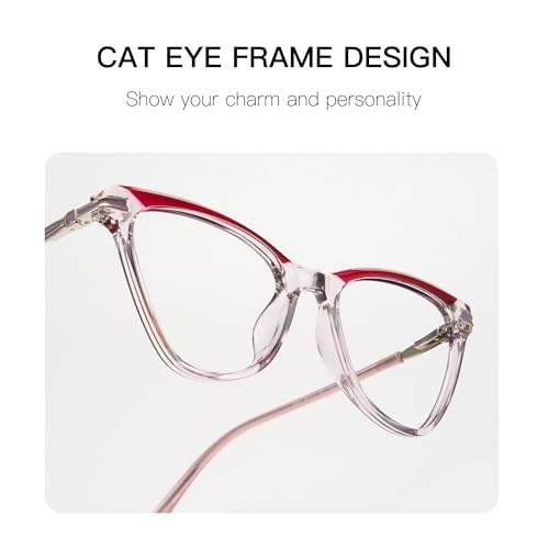 Image of Cyxus Cat Eye Blue Light Blocking Glasses for Women Men Tr90 Frame Anti Eye Strain UV400 Protection Computer Glasses 8189