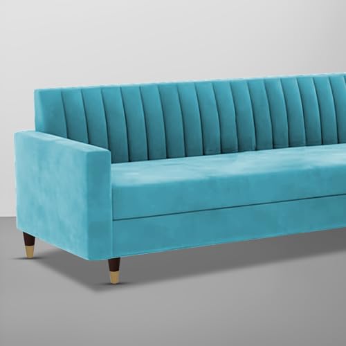 Image of Casaliving Garcia 3 Seater Sofa Set for Living Room (Turquise Colour) Premium Fabric Sofa