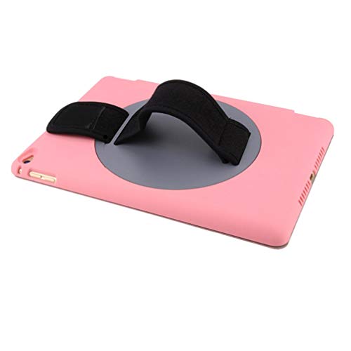 Mobestech Tablet Cover Case 360 Degree Rotating Stand PU Leather Flip Case with Handle Strap Universal Tablet Case for Tablet PC Ipad Air 2 (Pink)