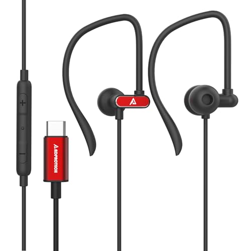 Auriculares USB C con micrófono con cable USB C para deportes y correr, auriculares tipo C, control de volumen, compatibles con iPhone 15, Samsung, Google y otros teléfonos inteligentes tipo C, color