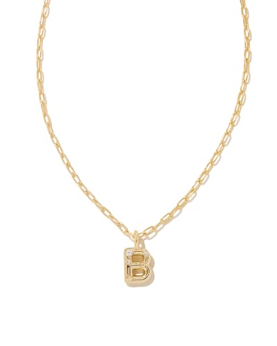 Kendra Scott Crystal Letter B Short Pendant Necklace 14k Gold-Plated Brass Fashion Jewelry for Women