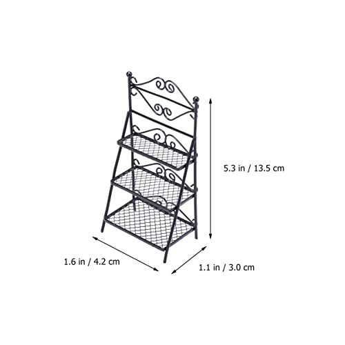 Coheali 1Pc Outdoor Shoe For Gift Adornment Metal And Home Decoration Shelf Dollhouse Rack Flower Storage Model Indoor Black Miniature Toy House Mini Furniture Decor Play Landscape Kids #TOP5