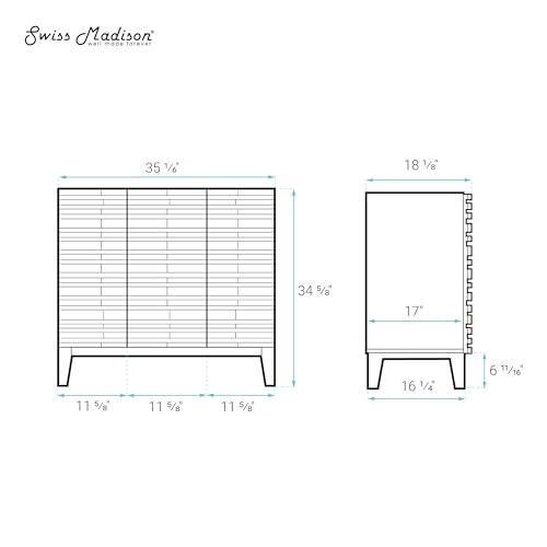 Image of Swiss Madison Cascade 36 inch Freestanding Bathroom Vanity Cabinet Without Top in Green Oak