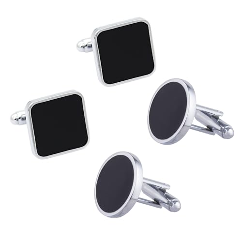 Boutons de manchette classiques noirs pour homme pour mariage et affaires, boutons de manchette pour mari, petit ami, père