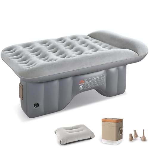 Image of Coverado Car Air Mattress Back Seat, Portable Wireless Inflatable Bed with Built in Air Pump&Pllow, Storage Bag, Patch Kit, Universal Back Seat Bed Sleeping Pad Fit Most Car Suvs, L-51,W-32
