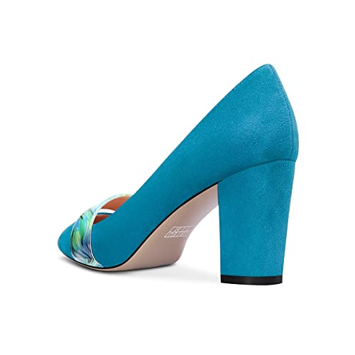 NobleOnly Women Mid Chunky Block Heel Pointed Toe Slip-on Office Casual Party Pumps Dress Basic Classic Shoes 3.2 Inches Heels4