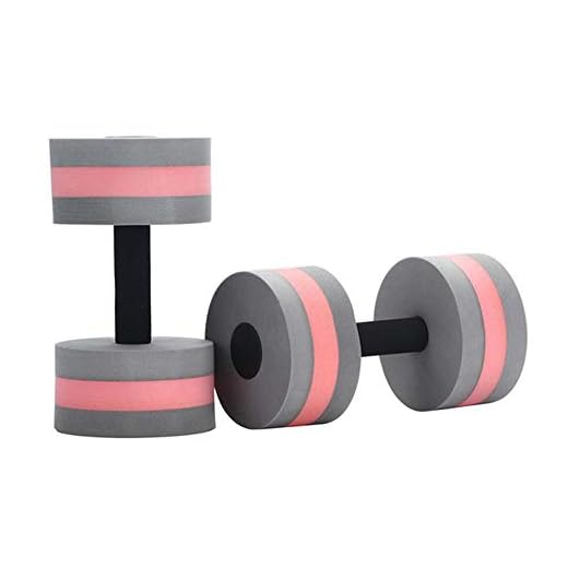 BinaryABC Aquatic Exercise Dumbells,Water Weights Dumbbells, EVA Water Foam Floating Dumbbell,Fitness Barbell(Gray Pink)