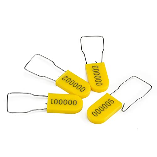 Image of 1000PCS Plastic Padlock Security Seals Metal Wire Padlocks Electric Meter Seal Disposable Anti-Tamper Lock Numbered Anti Tamper Tag Hasps Yellow
