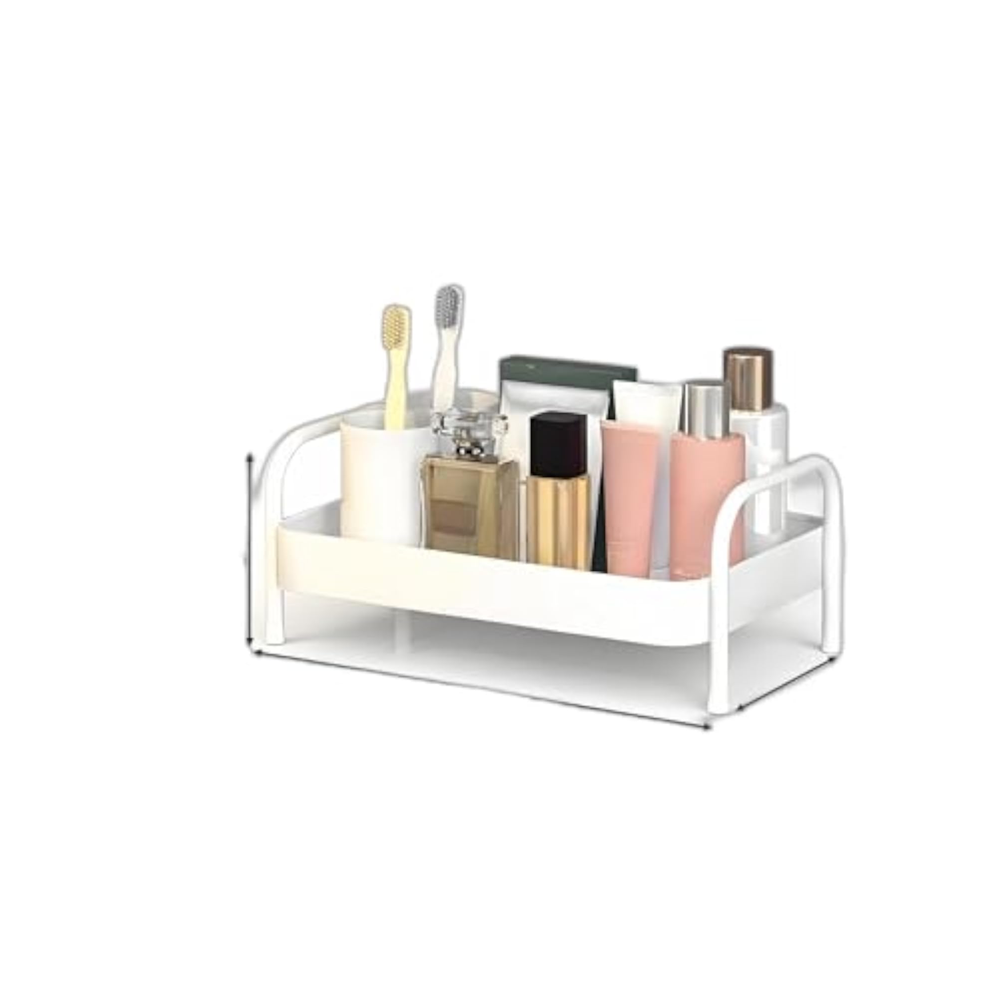 Bathroom Countertop Organizer Makeup Rack, White