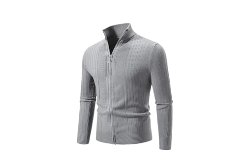 Men's Cardigan Sweaters Men Stand Collar Slim Fit Casual Knitted Sweater with Pockets