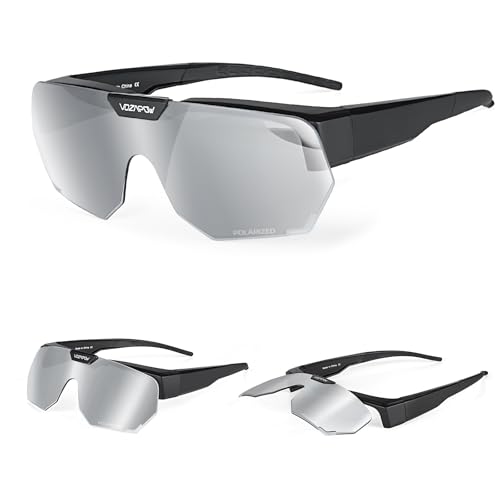 VOZAPOW Polarized Sunglasses over Prescription Glasses Flip up Sports Sunglasses for Men Women Oversized UV Protection Shades