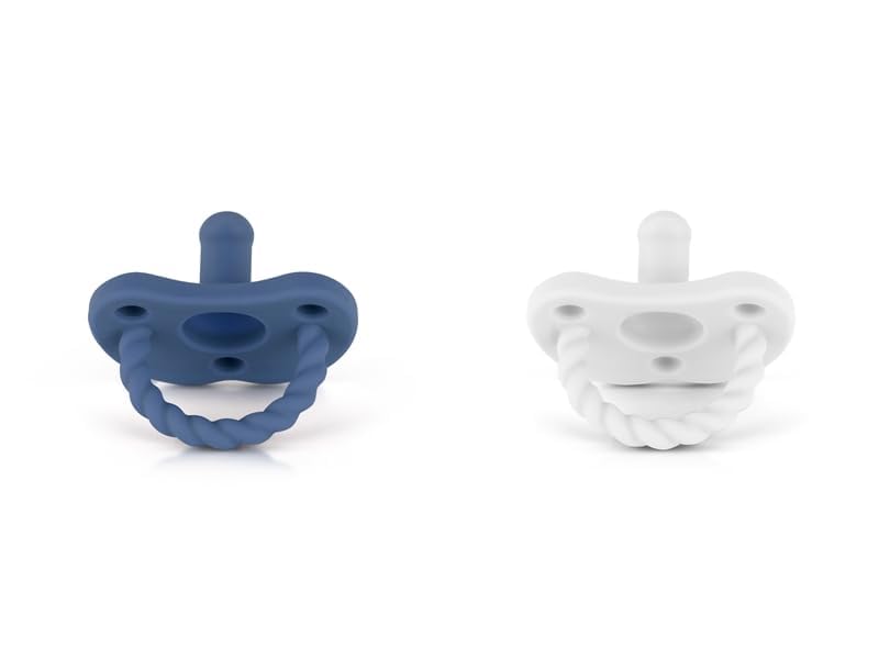 Image of Sweetie Pacifier Soother Baby Silicone Baby Pacifier Soft Silicone Certified BPA Free Set of 2 (Navy Blue-White)