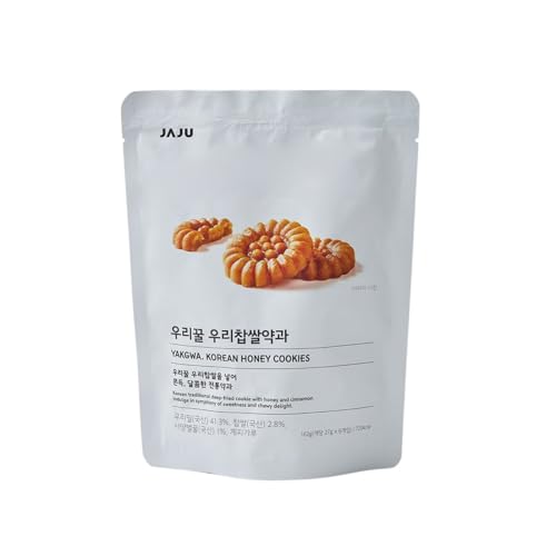 BE:TREND Yakgwa韓国ハニークッキー ? もち米粉と天然蜂蜜入りの伝統的な韓国スナック、個別包装のアジアンデザート&アイスクリームやヨーグルト用のクリエイティブなトッピング、162g (6個)