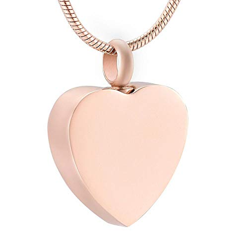 Gulunmun Collane per Donne Bare E Urne Cinerarie Gioielli Cremazione Collana di Ceneri Ciondolo A Forma di Cuore Semplice con Ciondolo A Forma di Cuore Ciondolo in Oro Rosa Intenso