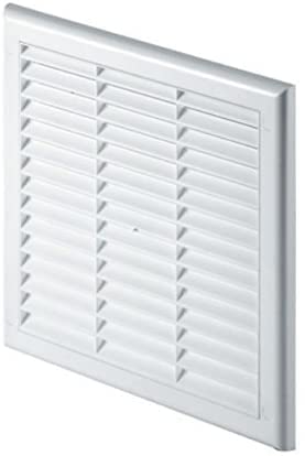 Air Vent Grille 300mm x 300mm with Fly Screen/Mesh/Net 12" x 12 Ducting Ventilation Cover Grid TK13, White
