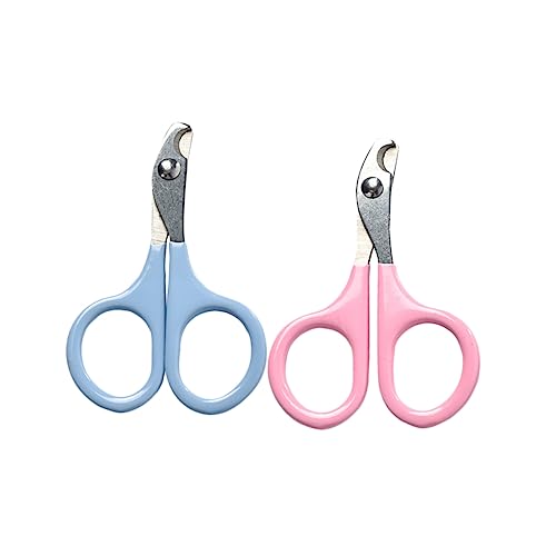 POPETPOP 2Pcs Stainless Steel Pet Nail Clipper Ergonomic Dog Cat Nail Trimmer with Safety Guard Comfortable Grip for Pink Each