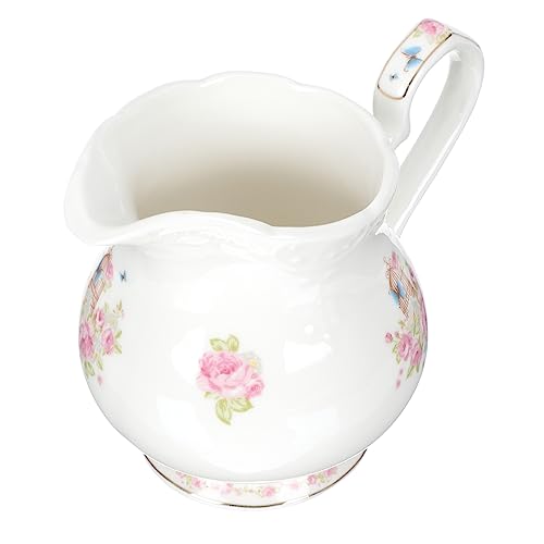 Happyyami Pichet à Crème En Céramique 180 Ml Bec Verseur Unique, Pot à Lait En Céramique Blanche, Crémier Petite Taille Pour Café Maison Restaurant, Pichet à Sirop Polyvalent