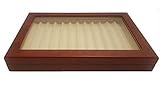 Misure: 31 x 20 x 5 Cm. Scatola portapenne in legno con vetrina Cofanetto Astuccio per 12 penne Finitura Radica