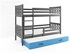 Nuestras camas están hechas con tornillos de buena calidad. Esto asegura la durabilidad y la seguridad del producto. Todas las esquinas son redondeadas y los elementos de la cama están barnizados con esmalte ecológico sin olor. La pintura, de los elementos de la cama, esta hecha con normas de seguridad para los niños (norma EN 71/3)