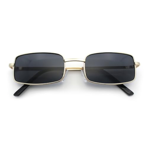 Image of SA106 Mens Retro Vintage Narrow Rectangular Metal Sunglasses