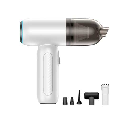 Aspiradora de Mano, Aspiradora de Mano 4 en 1 Potente, inalámbrica y Recargable, con iluminación LED.(White,[Brushless Motor 16000pa Suction])