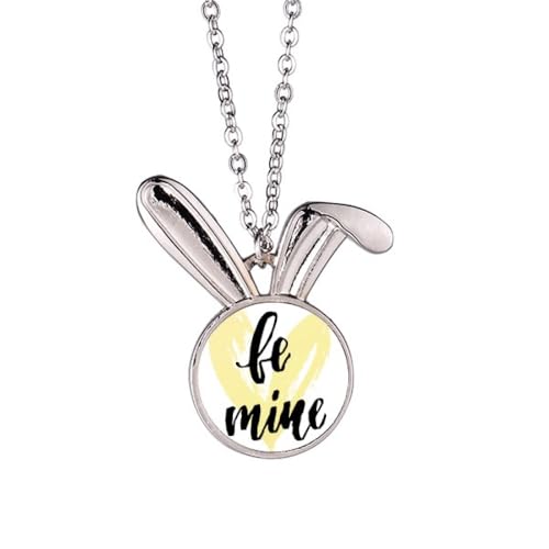 Collier lapin jaune Be Mine avec pendentif message d'amour