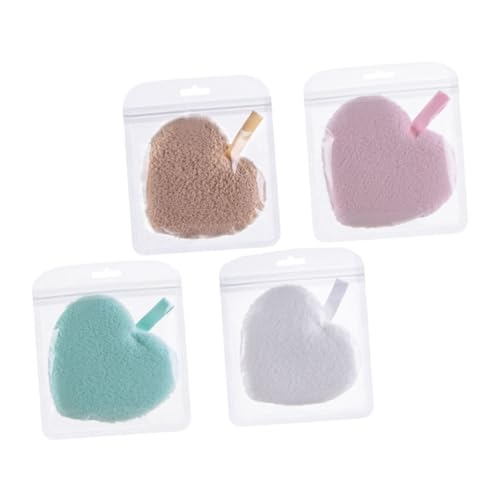 VILLFUL 4 piezas Unidades Almohadillas Desmaquillantes Reutilizables Forma de Corazón Esponjas de Limpieza Facial Suave para Cuidado Piel Diaria Colores Surtidos Rosa Blanco Verde