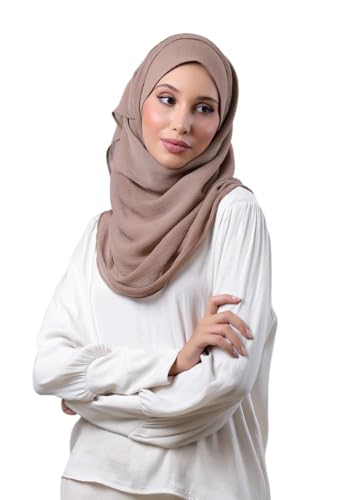 BOKITTA Freestyle Instant Hijab for Women, Premium Crinkled Chiffon Slip On Head Scarf with Inner Cap