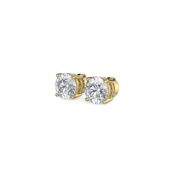 14K White & Yellow Gold Lab Grown Round Cut Diamond Stud Earrings for Men Women, (1/2cttw - 4cttw), 4-Prong Screw Back, VS Clarity EF Color, Gift for Weddings, Anniversaries, Valentine's Day