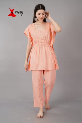 Image of Noty Girl's /Women's- Night Suit Set | Kaftan With Payjama | Rayon Fabric - Printed | Nightdress