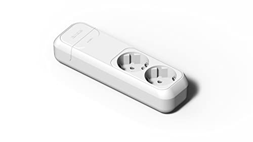 FAMATEL – Regleta de 2 tomas | Sin Cable | Hasta 3680W | 16A | 250V | Protección Infantil | Orientación tomas a 45o | Evita consumos fantasma | Blanco