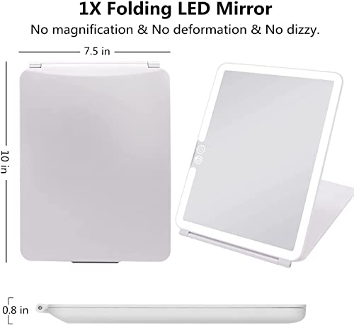 Flymiro Lighted Makeup Mirror With 72 Led Lights,Travel Portable Mirror With 3 Color Lighting And Touch Screen Dimming,1800 Mah Usb Rechargeable,Vanity Tabletop Desk Cosmetic Foldable Mirror #TOP4