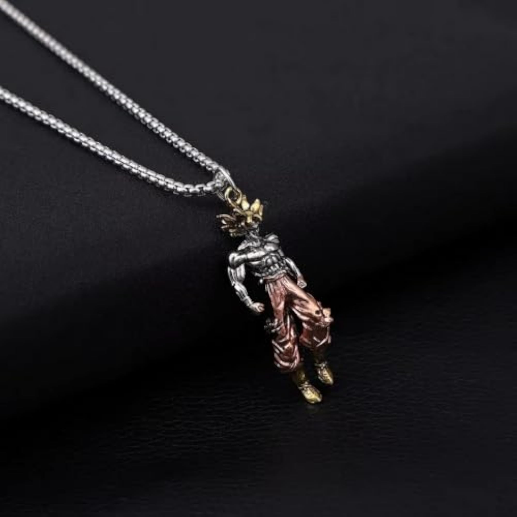Men's Two-Tone Anime Figurine Pendant Necklace